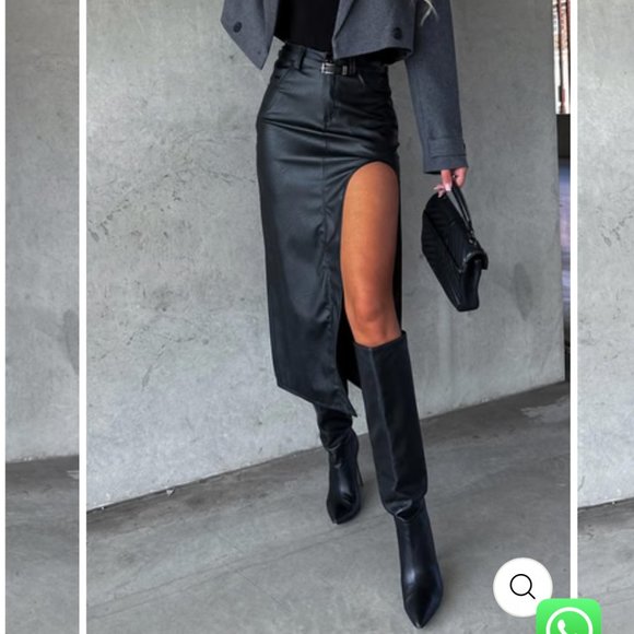 ❤️ Women’s  FAUX LEATHER MAXI SKIRT BLACK Women’s Leather Long Skirt Black ❤️ - Picture 3 of 7